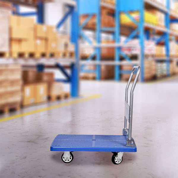 Restaurantware RW Clean Blue Plastic Small Folding Platform Cart - 660 Lb Capacity - 31 1/2" X 21" X 32 3/4" - 1 Count Box