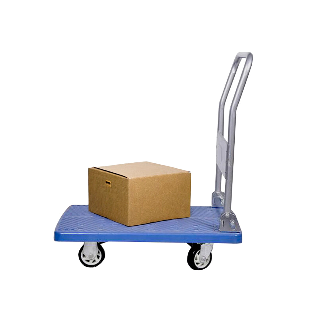 restaurantware RW Clean Blue Plastic Small Folding Platform Cart - 660 lb Capacity - 31 1/2" x 21" x 32 3/4" - 1 count box