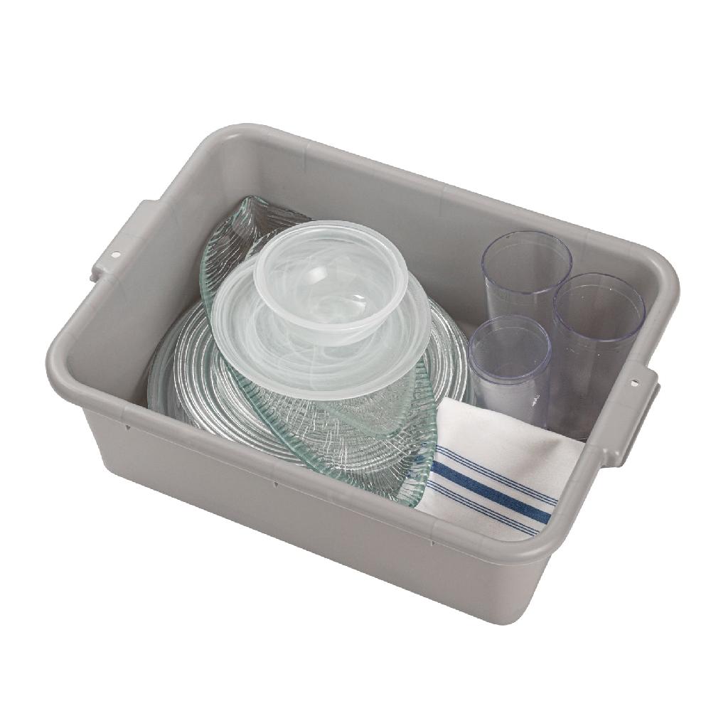 restaurantware RW Clean Gray Plastic Bus Tub - Deep Easy Grip - 20" x 15" x 7" - 10 count box