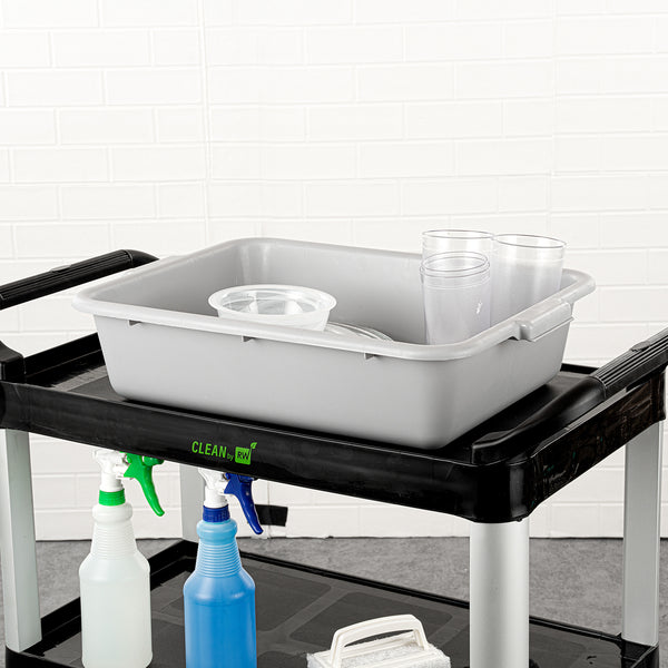 Restaurantware RW Clean Gray Plastic Bus Tub - Easy Grip - 20" X 15" X 5" - 10 Count Box