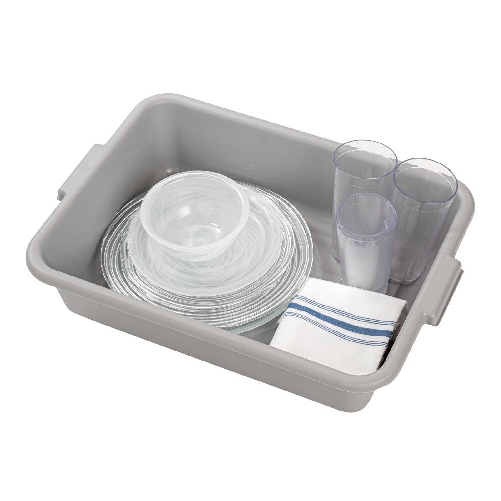 restaurantware RW Clean Gray Plastic Bus Tub - Easy Grip - 20" x 15" x 5" - 10 count box