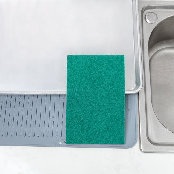 Restaurantware RW Clean Green Polyester Heavy-Duty Scouring Pad - 9" X 6" - 10 Count Box