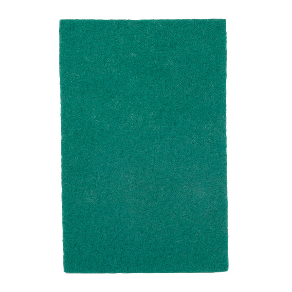 Restaurantware RW Clean Green Polyester Heavy-Duty Scouring Pad - 9" X 6" - 10 Count Box