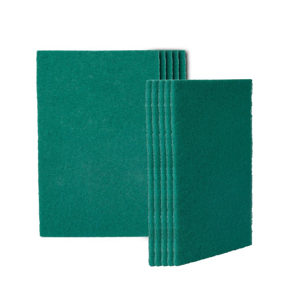 restaurantware RW Clean Green Polyester Heavy-Duty Scouring Pad - 9" x 6" - 10 count box