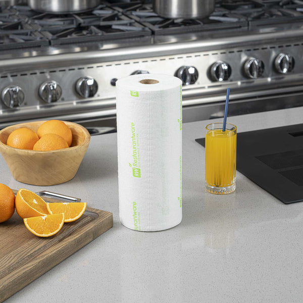 Restaurantware RW Clean White Bamboo Washable Paper Towel Roll - 11" X 11" - 50 Sheets X 10 Rolls