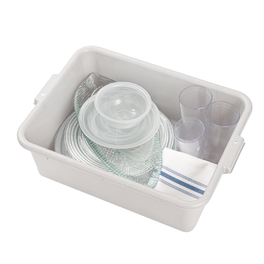 restaurantware RW Clean White Plastic Bus Tub - Deep Easy Grip - 20" x 15" x 7" - 10 count box