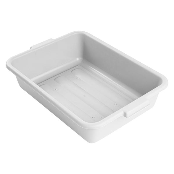 Restaurantware RW Clean White Plastic Bus Tub - Easy Grip - 20" X 15" X 5" - 10 Count Box