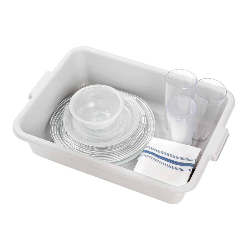 restaurantware RW Clean White Plastic Bus Tub - Easy Grip - 20" x 15" x 5" - 10 count box