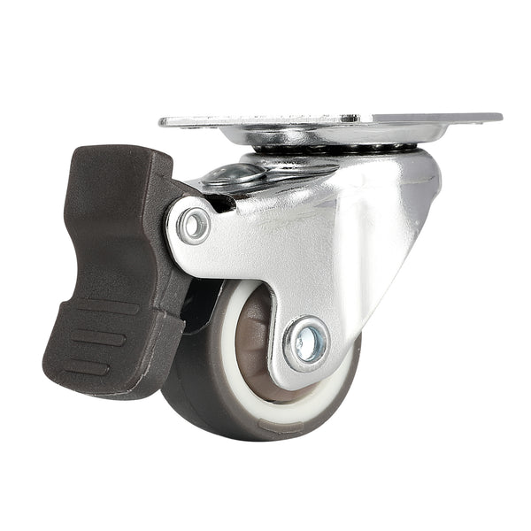 Restaurantware RW Hardware Gray Swivel Plate Caster - With Brakes And Mounting Hardware - 1" - 4 Count Box