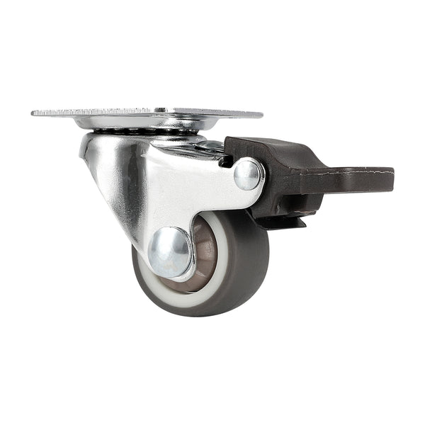 Restaurantware RW Hardware Gray Swivel Plate Caster - With Brakes And Mounting Hardware - 1" - 4 Count Box