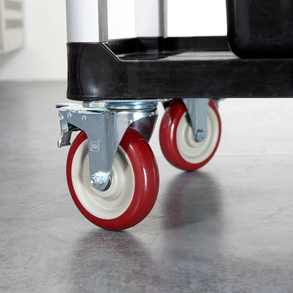 Restaurantware RW Hardware Red Swivel Plate Caster - With Brakes And Mounting Hardware - 5" - 4 Count Box