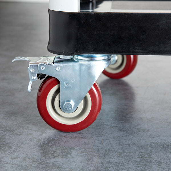 Restaurantware RW Hardware Red Swivel Plate Caster - With Brakes And Mounting Hardware - 4" - 4 Count Box