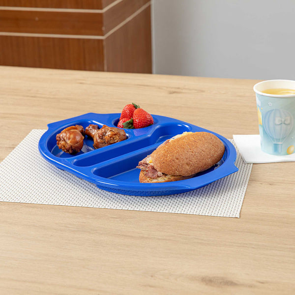 Restaurantware RW Kids Blue Plastic Lunch Tray - 4 Compartments - 14 3/4" X 11" X 1" - 10 Count Box