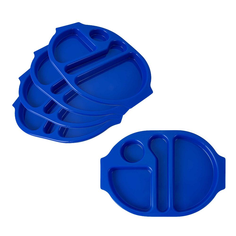 restaurantware RW Kids Blue Plastic Lunch Tray - 4 Compartments - 14 3/4" x 11" x 1" - 10 count box