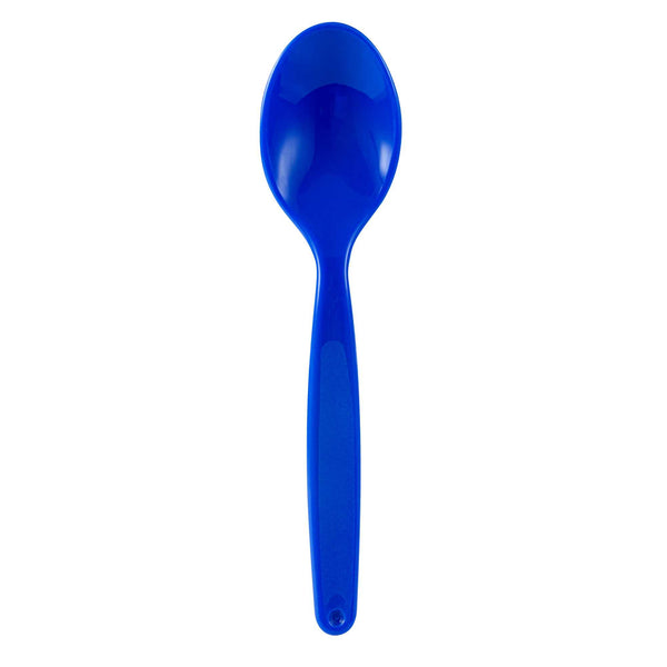 Restaurantware RW Kids Blue Plastic Spoon - 6 3/4" X 1 1/4" - 10 Count Box