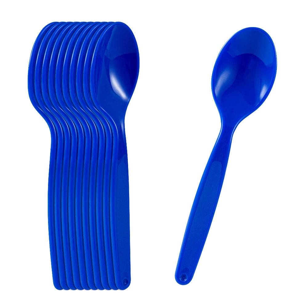 restaurantware RW Kids Blue Plastic Spoon - 6 3/4" x 1 1/4" - 10 count box