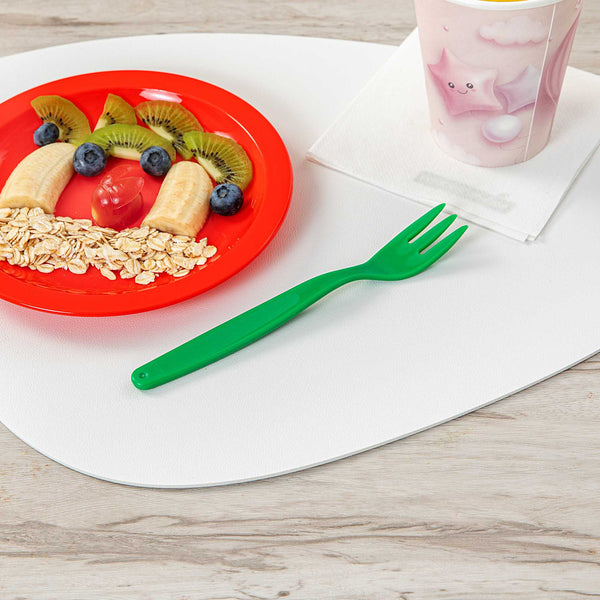 Restaurantware RW Kids Green Plastic Fork - 6 3/4" - 10 Count Box