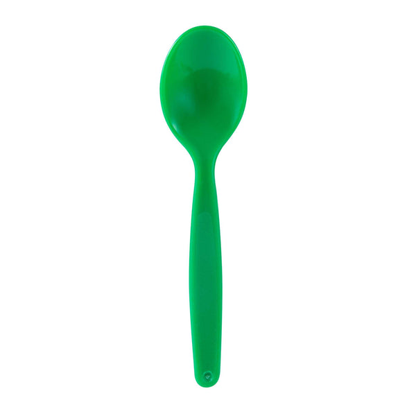 Restaurantware RW Kids Green Plastic Spoon - 6 3/4" X 1 1/4" - 10 Count Box