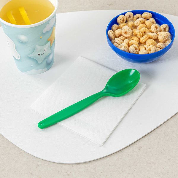 Restaurantware RW Kids Green Plastic Spoon - 6 3/4" X 1 1/4" - 10 Count Box