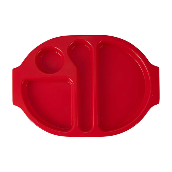 Restaurantware RW Kids Red Plastic Lunch Tray - 4 Compartments - 14 3/4" X 11" X 1" - 10 Count Box