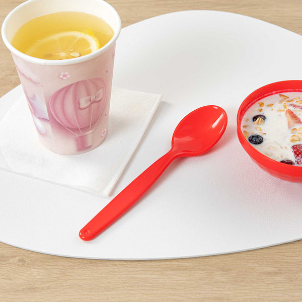 Restaurantware RW Kids Red Plastic Spoon - 6 3/4" X 1 1/4" - 10 Count Box