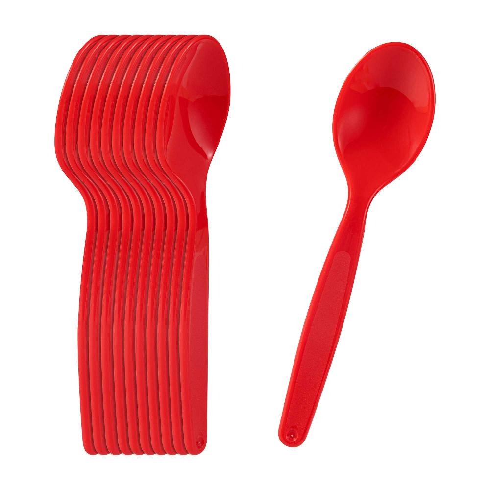restaurantware RW Kids Red Plastic Spoon - 6 3/4" x 1 1/4" - 10 count box