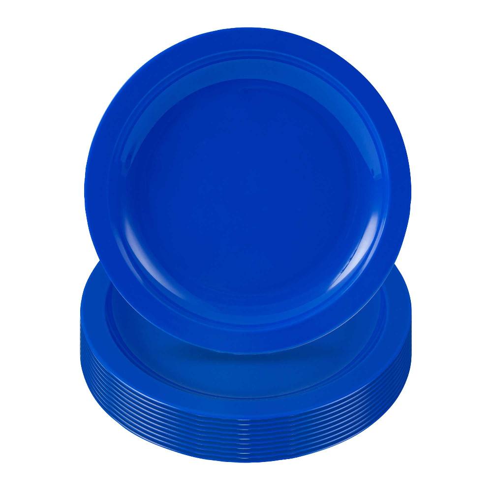 restaurantware RW Kids Round Blue Plastic Plate - 6 3/4" x 6 3/4" - 10 count box