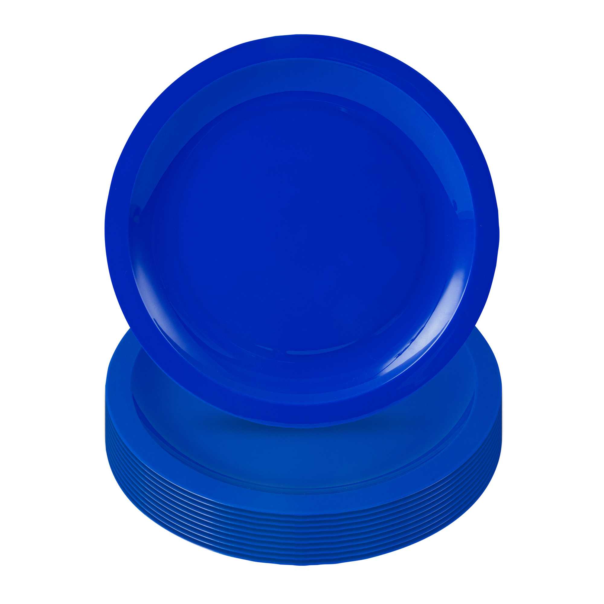 restaurantware RW Kids Round Blue Plastic Plate - 9" x 9" - 10 count box