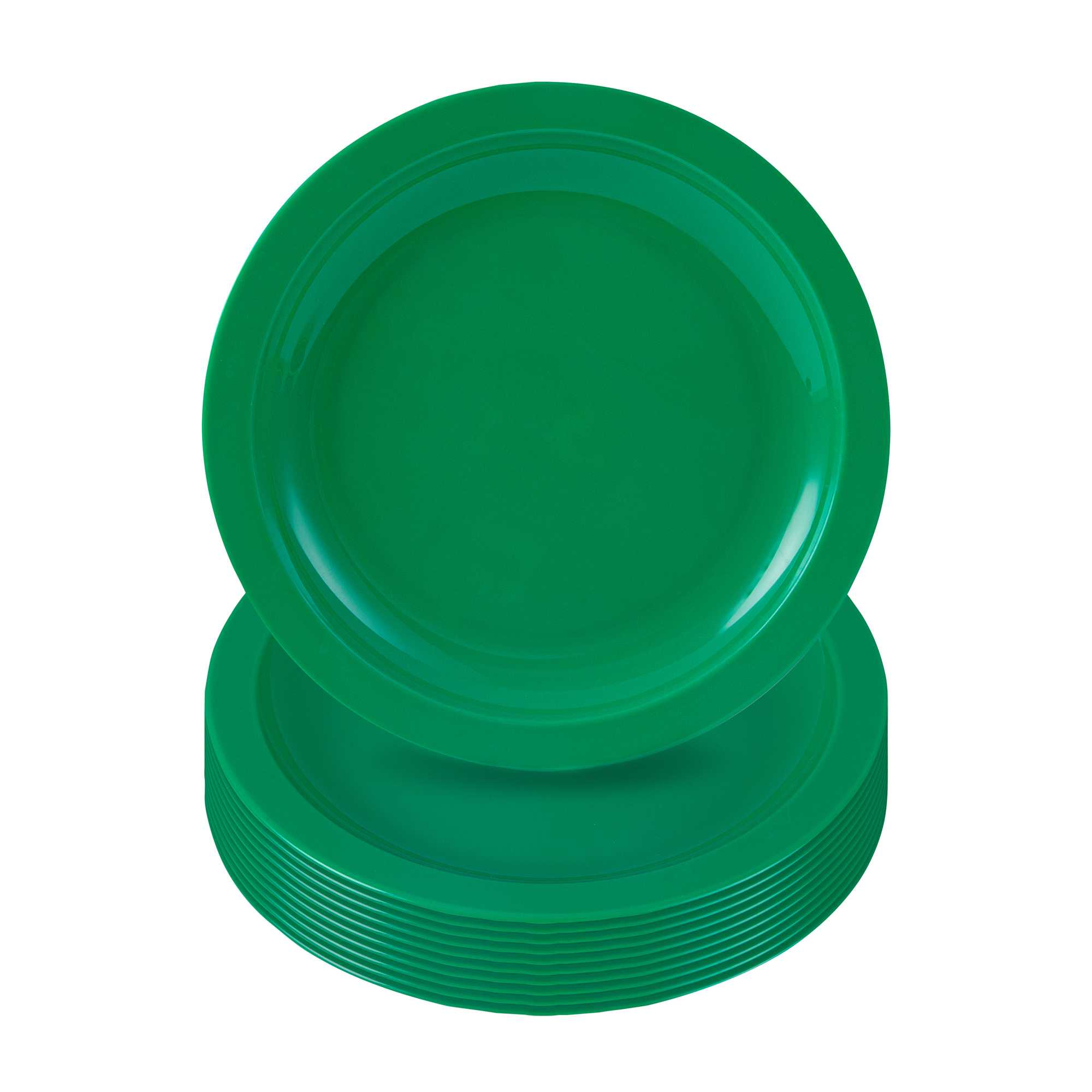 restaurantware RW Kids Round Green Plastic Plate - 6 3/4" x 6 3/4" - 10 count box