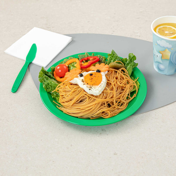 Restaurantware RW Kids Round Green Plastic Plate - 9" X 9" - 10 Count Box