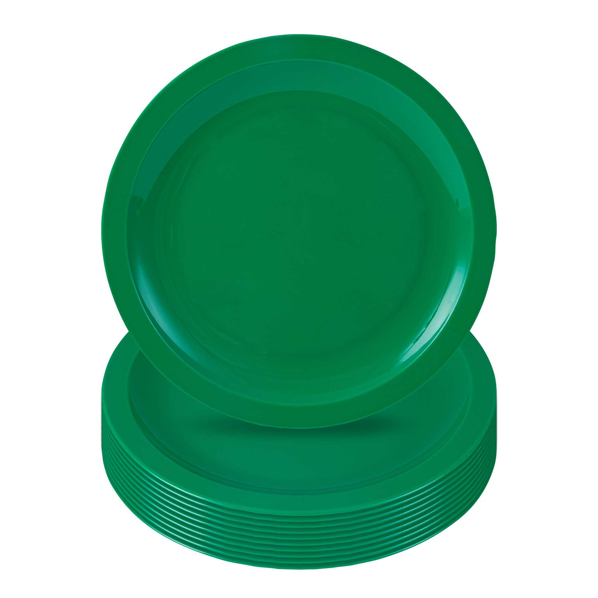 restaurantware RW Kids Round Green Plastic Plate - 9" x 9" - 10 count box