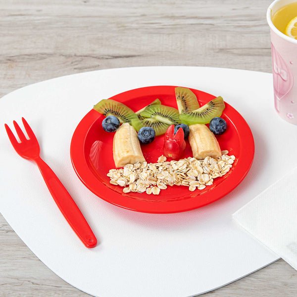 Restaurantware RW Kids Round Red Plastic Plate - 6 3/4" X 6 3/4" - 10 Count Box