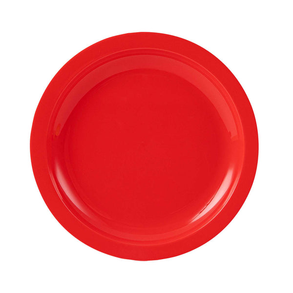 Restaurantware RW Kids Round Red Plastic Plate - 6 3/4" X 6 3/4" - 10 Count Box