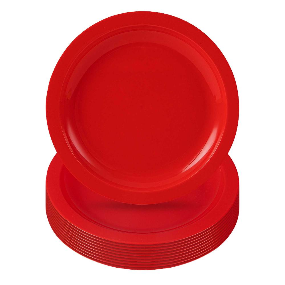 restaurantware RW Kids Round Red Plastic Plate - 6 3/4" x 6 3/4" - 10 count box