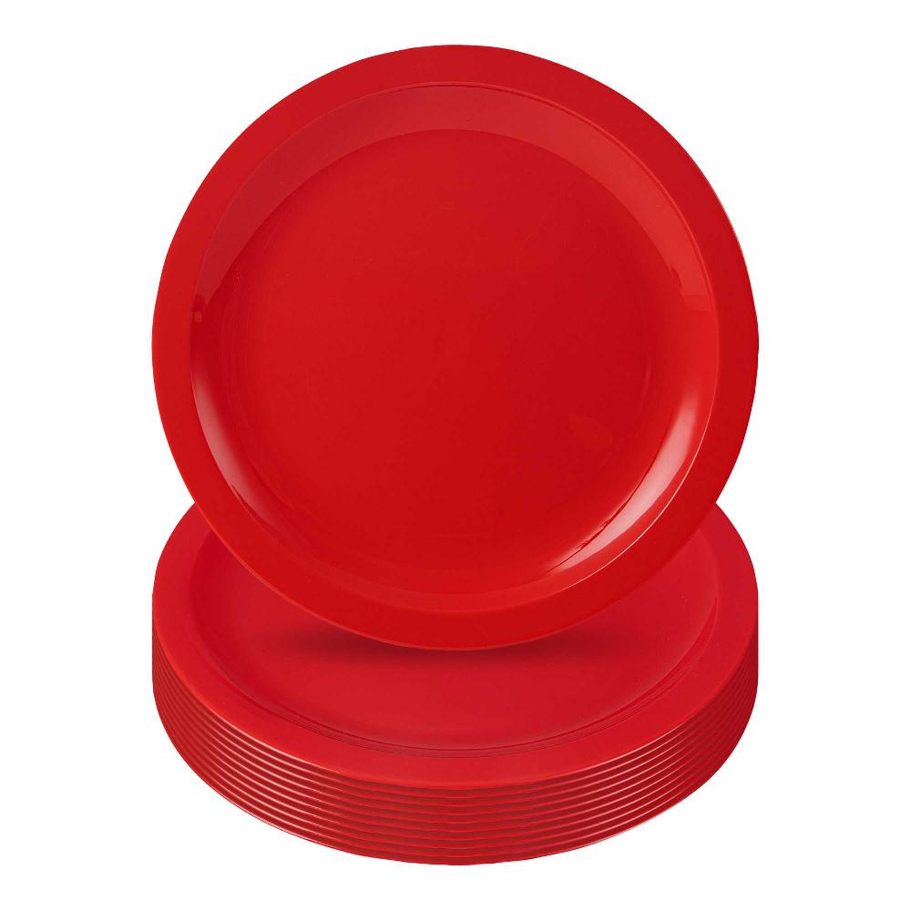 restaurantware RW Kids Round Red Plastic Plate - 9" x 9" - 10 count box