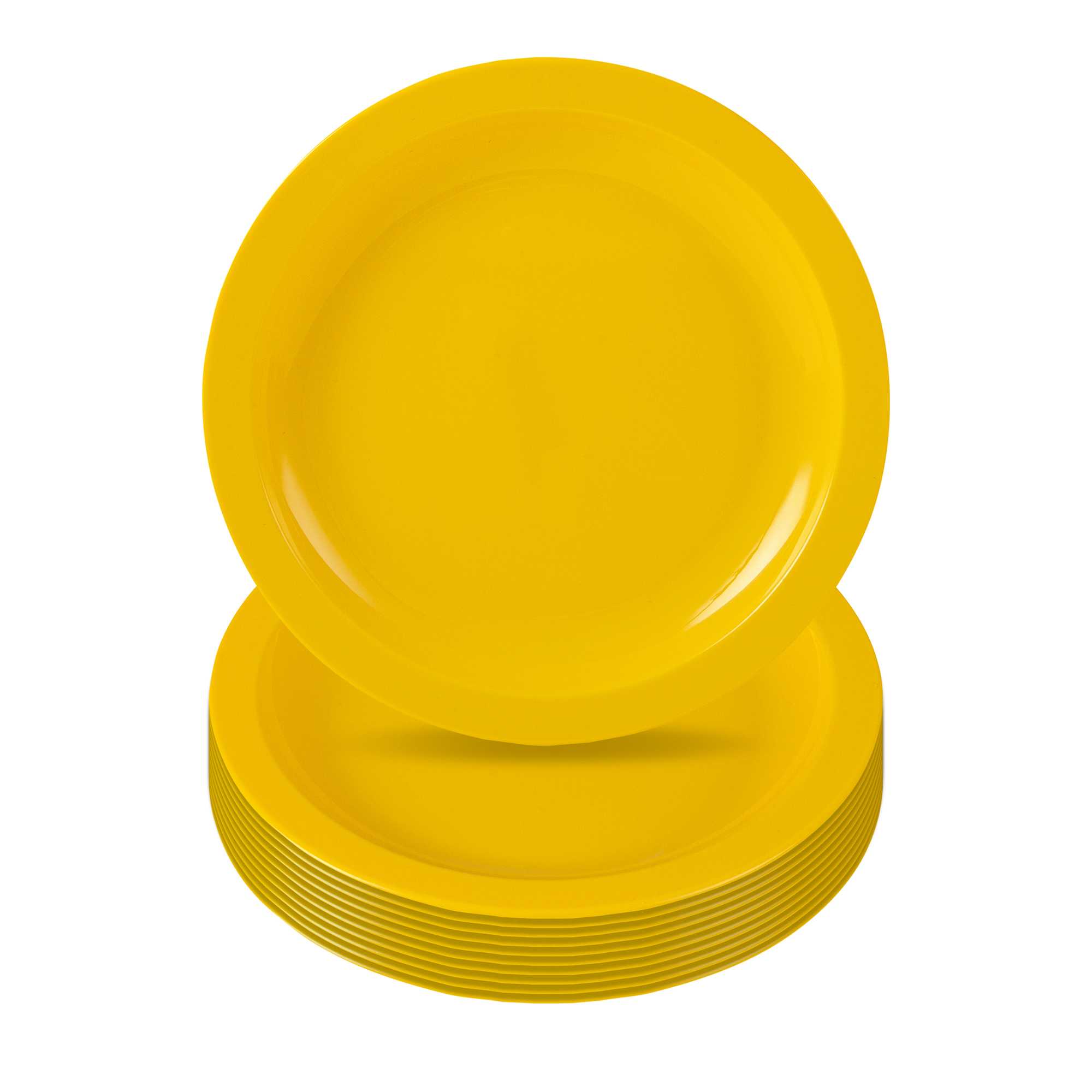 restaurantware RW Kids Round Yellow Plastic Plate - 6 3/4" x 6 3/4" - 10 count box