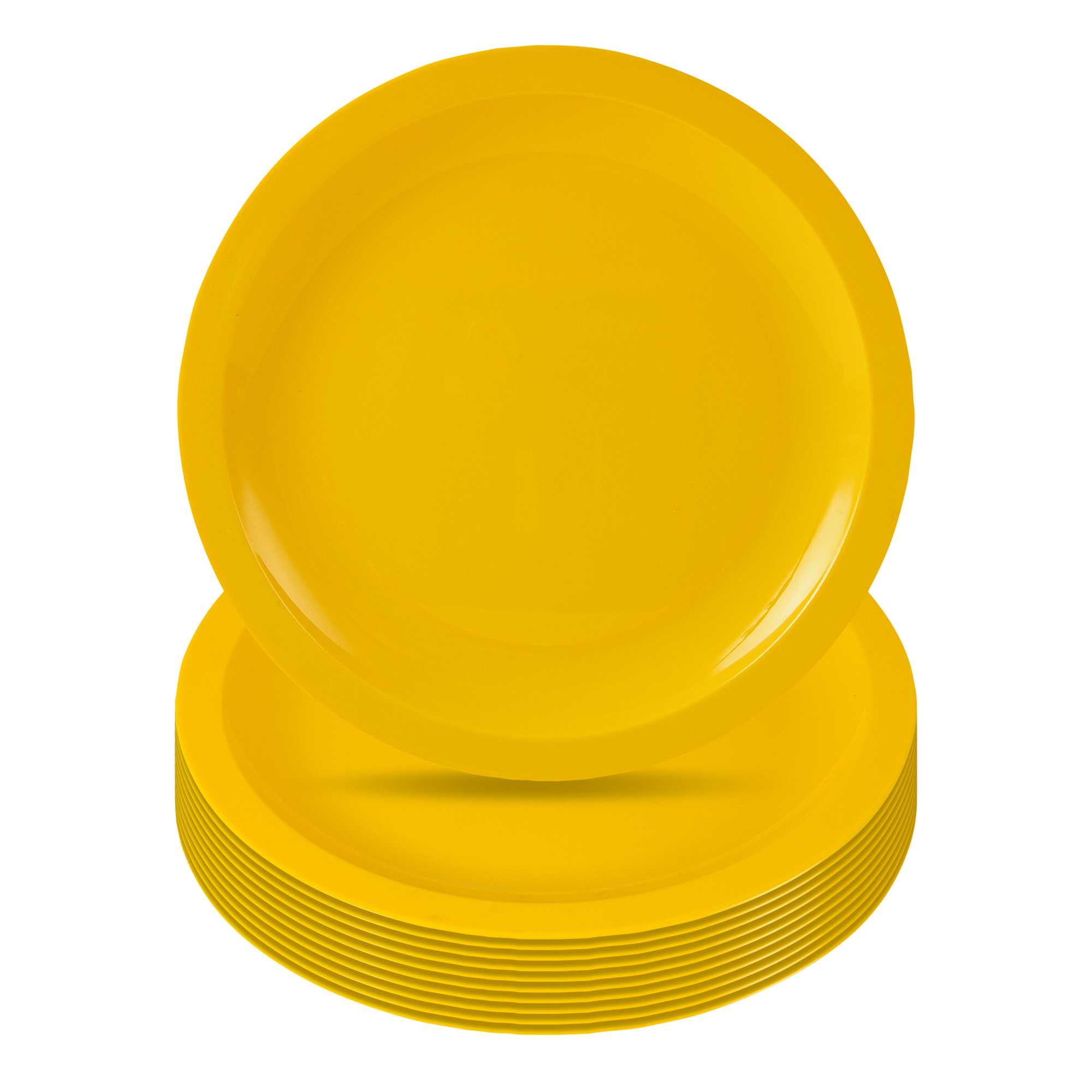 restaurantware RW Kids Round Yellow Plastic Plate - 9" x 9" - 10 count box
