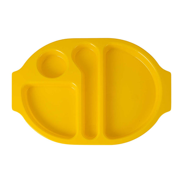 Restaurantware RW Kids Yellow Plastic Lunch Tray - 4 Compartments - 14 3/4" X 11" X 1" - 10 Count Box