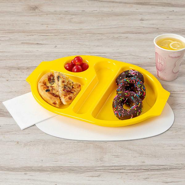 Restaurantware RW Kids Yellow Plastic Lunch Tray - 4 Compartments - 14 3/4" X 11" X 1" - 10 Count Box