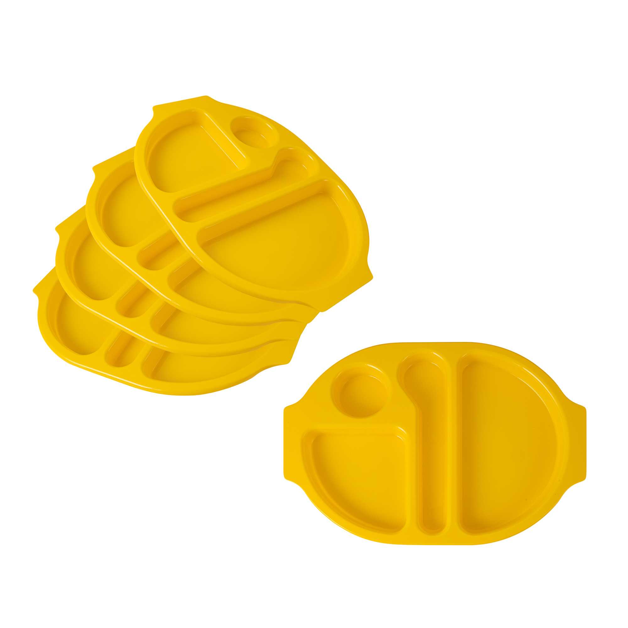 restaurantware RW Kids Yellow Plastic Lunch Tray - 4 Compartments - 14 3/4" x 11" x 1" - 10 count box