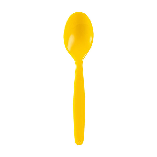 Restaurantware RW Kids Yellow Plastic Spoon - 6 3/4" X 1 1/4" - 10 Count Box