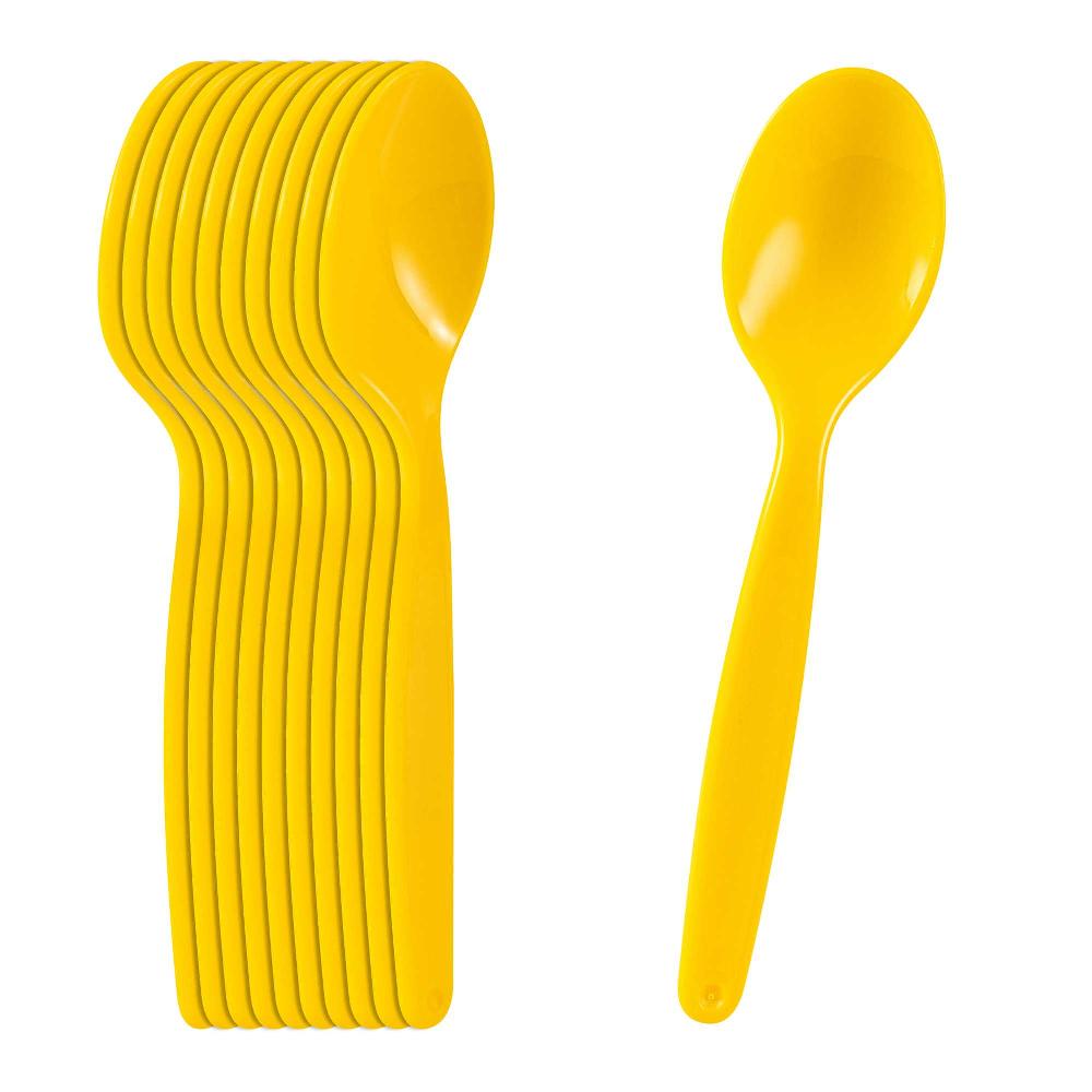 restaurantware RW Kids Yellow Plastic Spoon - 6 3/4" x 1 1/4" - 10 count box
