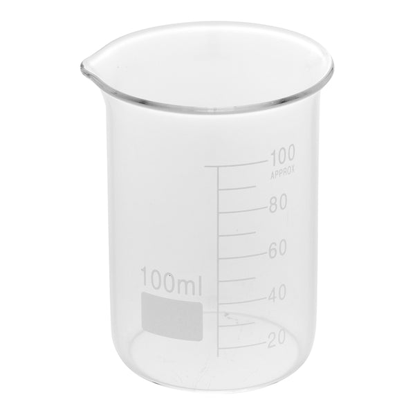 Restaurantware RW Lab 100 ML Glass Beaker - Borosilicate - 2 1/4" X 2 1/4" X 3" - 10 Count Box