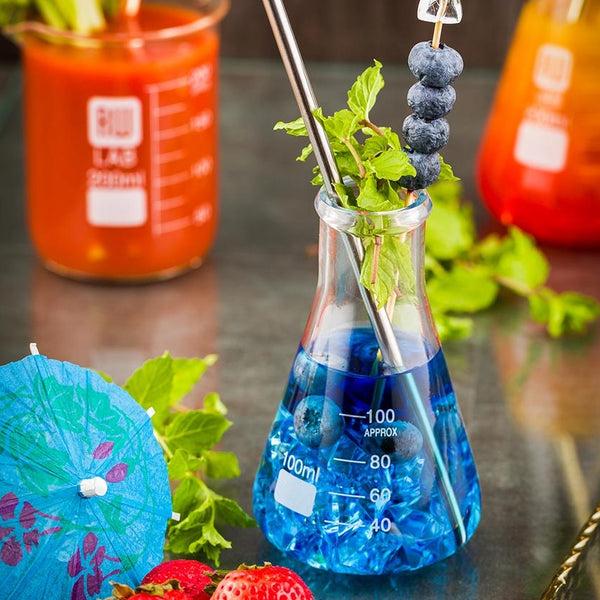 Restaurantware RW Lab 100 ML Glass Conical Flask - Borosilicate - 2 1/2" X 2 1/2" X 4" - 10 Count Box