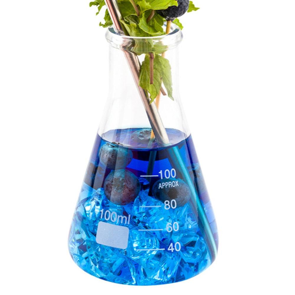 restaurantware RW Lab 100 mL Glass Conical Flask - Borosilicate - 2 1/2" x 2 1/2" x 4" - 10 count box