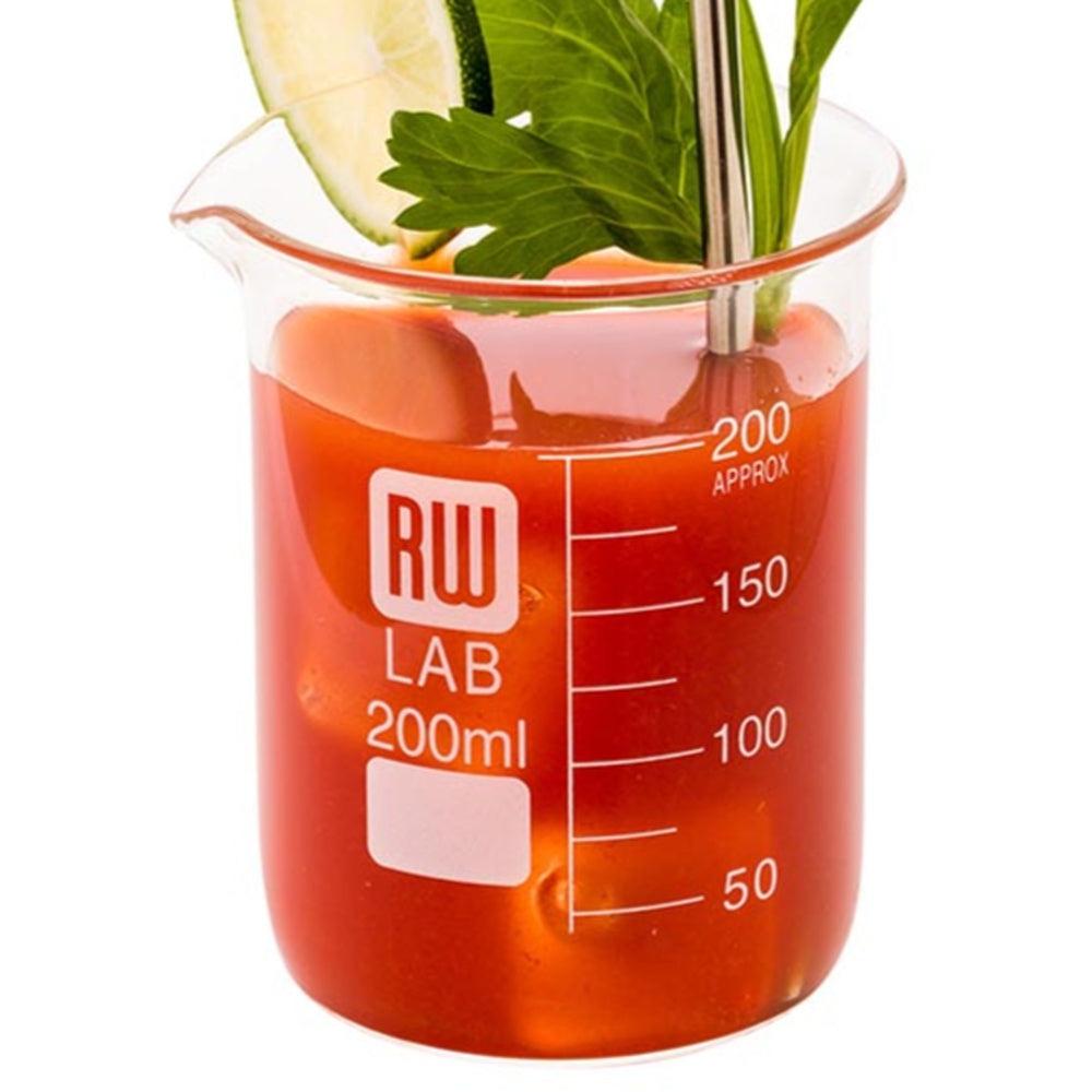 restaurantware RW Lab 200 mL Glass Beaker - Borosilicate - 3" x 2 3/4" x 3 1/2" - 10 count box