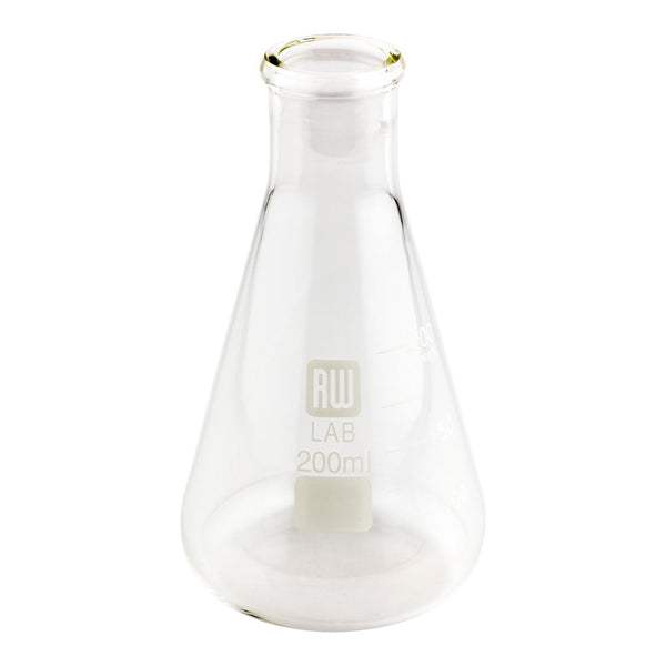 Restaurantware RW Lab 200 ML Glass Conical Flask - Borosilicate - 3" X 3" X 5 1/2" - 10 Count Box