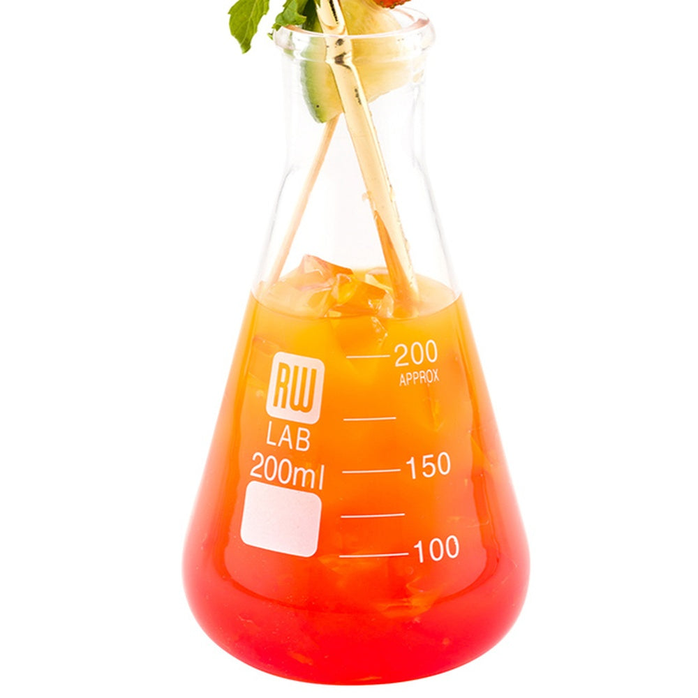 restaurantware RW Lab 200 mL Glass Conical Flask - Borosilicate - 3" x 3" x 5 1/2" - 10 count box