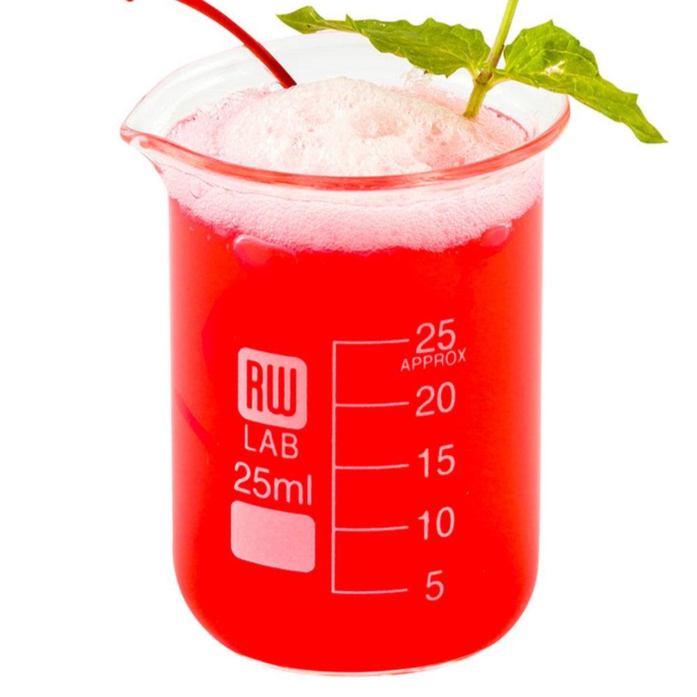 restaurantware RW Lab 25 mL Glass Beaker - Borosilicate - 1 1/2" x 1 3/4" x 2" - 10 count box