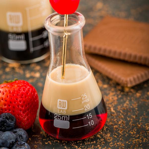 Restaurantware RW Lab 25 ML Glass Conical Flask - Borosilicate - 1 3/4" X 1 3/4" X 3" - 10 Count Box
